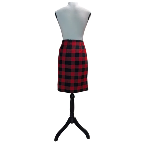 Ralph Lauren Red and Black Checkered Pencil Skirt - Picture 3 of 7